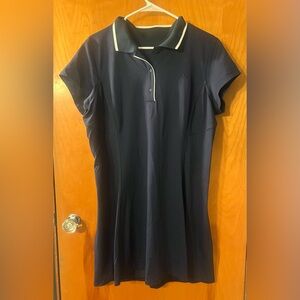 Navy Polo Dress with White Trim
